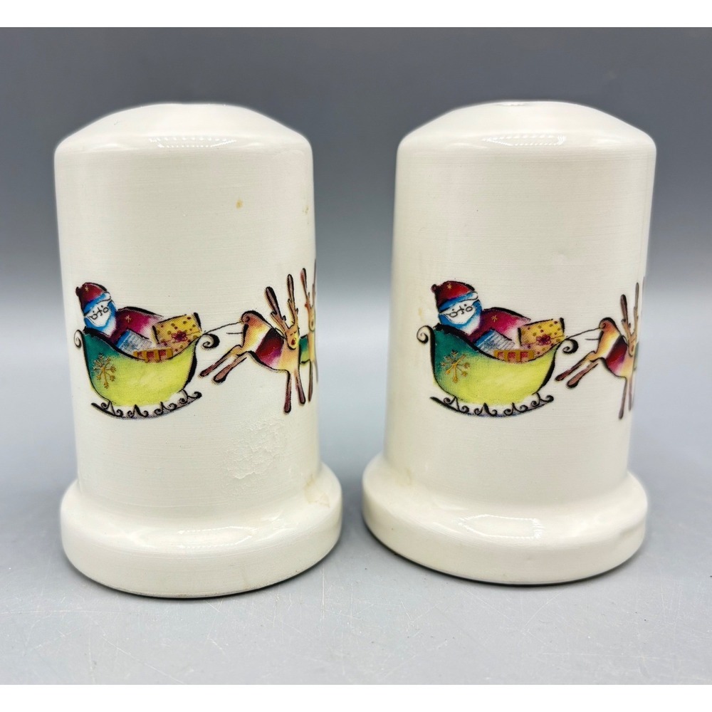 Rosanna Made in Italy Christmas Holiday Santa Reindeer Salt Pepper Shakers